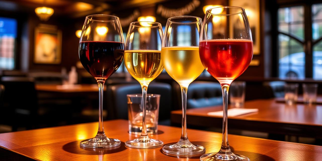 Wetherspoons wine glasses - red, white, and rosé wine in stemmed glasse