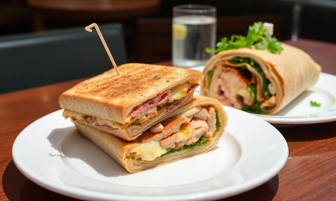Wetherspoons deli deals - toasted ham cheese panini and halved Shawarma