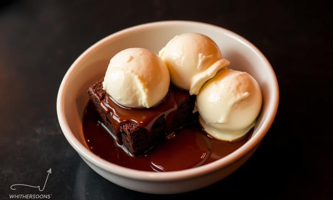 Wetherspoons warm chocolate brownie - rich dark chocolate brownie, Belg
