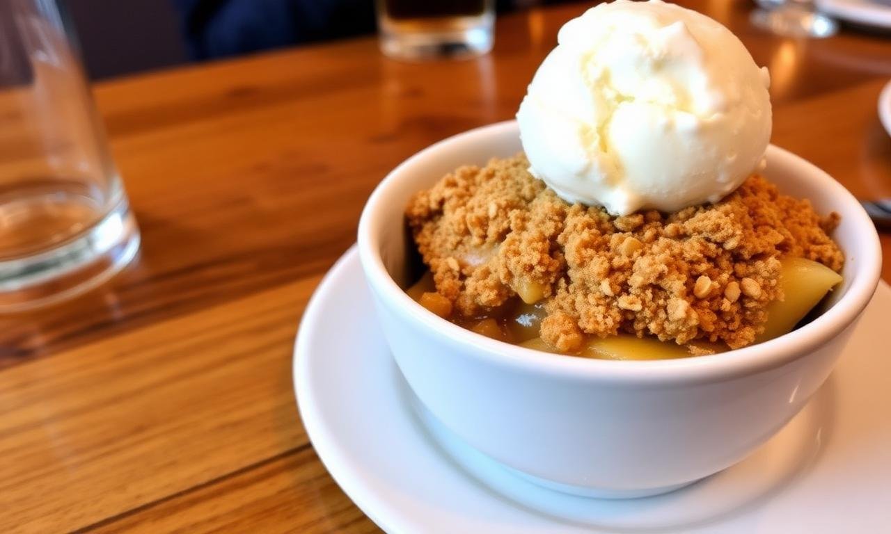 Wetherspoons British Bramley apple crumble - golden oat crumble topping